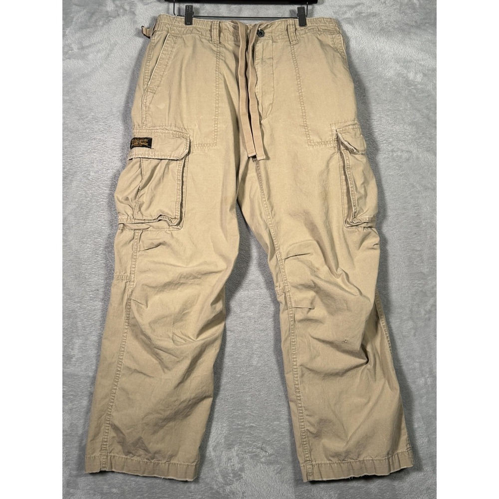 Ralph Lauren Polo Jeans Cargo Pants Mens 34x30 Beige Military Paratrooper